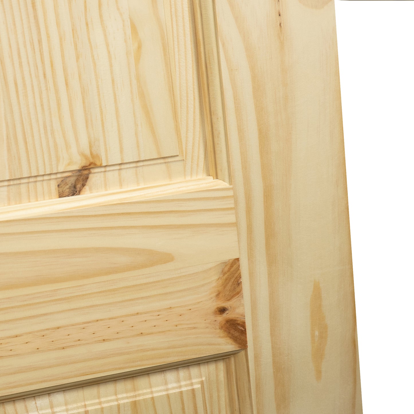 6-Panel Colonial Knotty Pine Unfinished Interior Door Slab Closeup