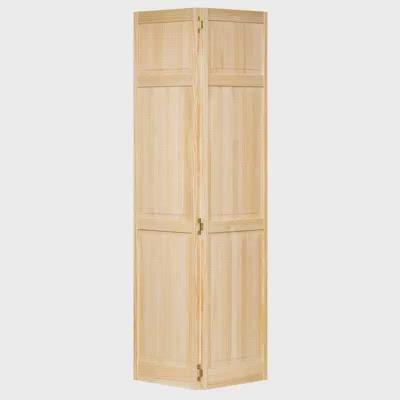 Traditional 6 Panel Clear Solid Core Unfinished Wood Bi-fold Door