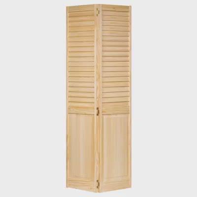 Plantation Louver Panel Solid Core Unfinished Wood Bi-fold Door