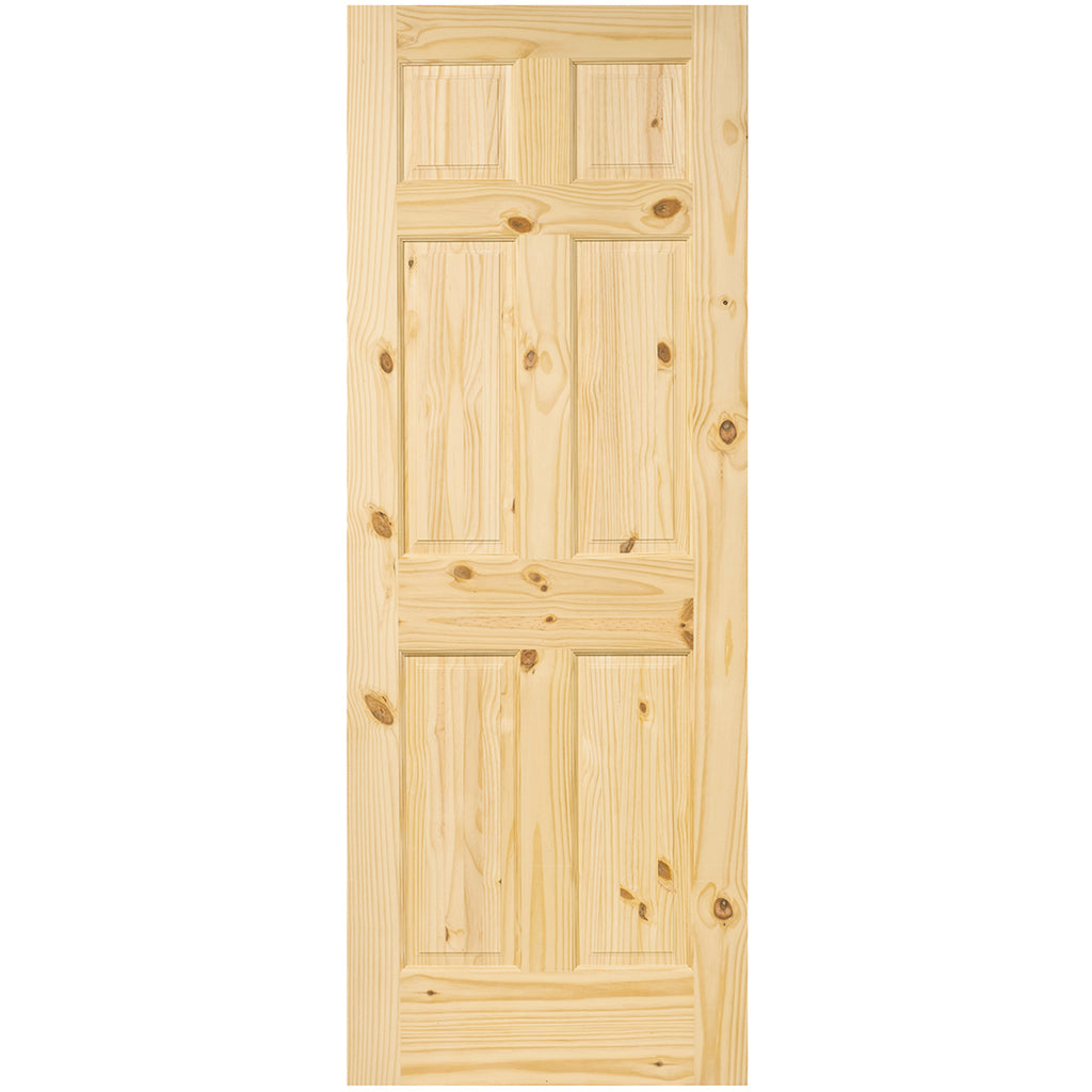 6-Panel Colonial Knotty Pine Unfinished Interior Door Slab