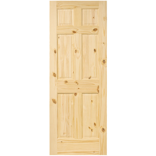 6-Panel Colonial Knotty Pine Unfinished Interior Door Slab