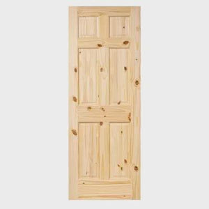 6-Panel Colonial Knotty Pine Unfinished Interior Door 360 View
