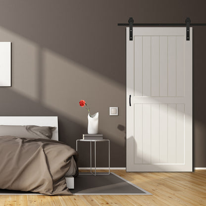2-Panel White Solid Pine Core Interior Barn Door Slab Lifestyle Picture