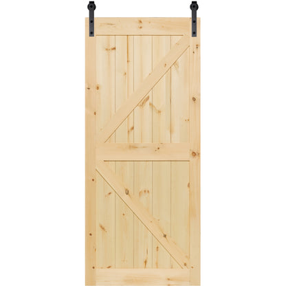K-Rail Solid Knotty Pine Unfinished Barn Door Assembled Slab