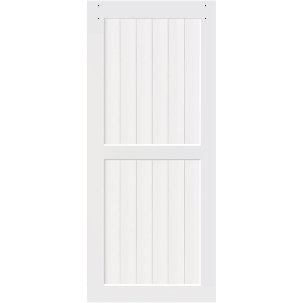 2-Panel White Solid Pine Core Interior Barn Door Slab
