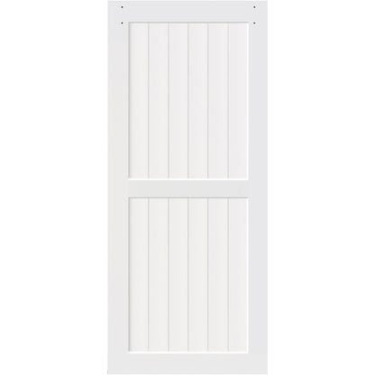 2-Panel White Solid Pine Core Interior Barn Door Slab