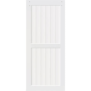2-Panel White Solid Pine Core Interior Barn Door Slab