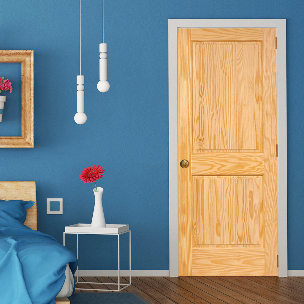 2-Panel Colonial Solid Pine Unfinished Interior Door Slab Lifestyle Picture