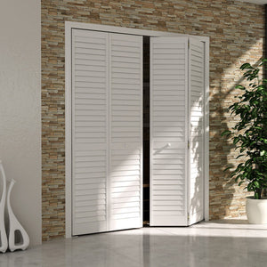 Plantation Louver Louver White  Solid Pine Core Bi-fold Door