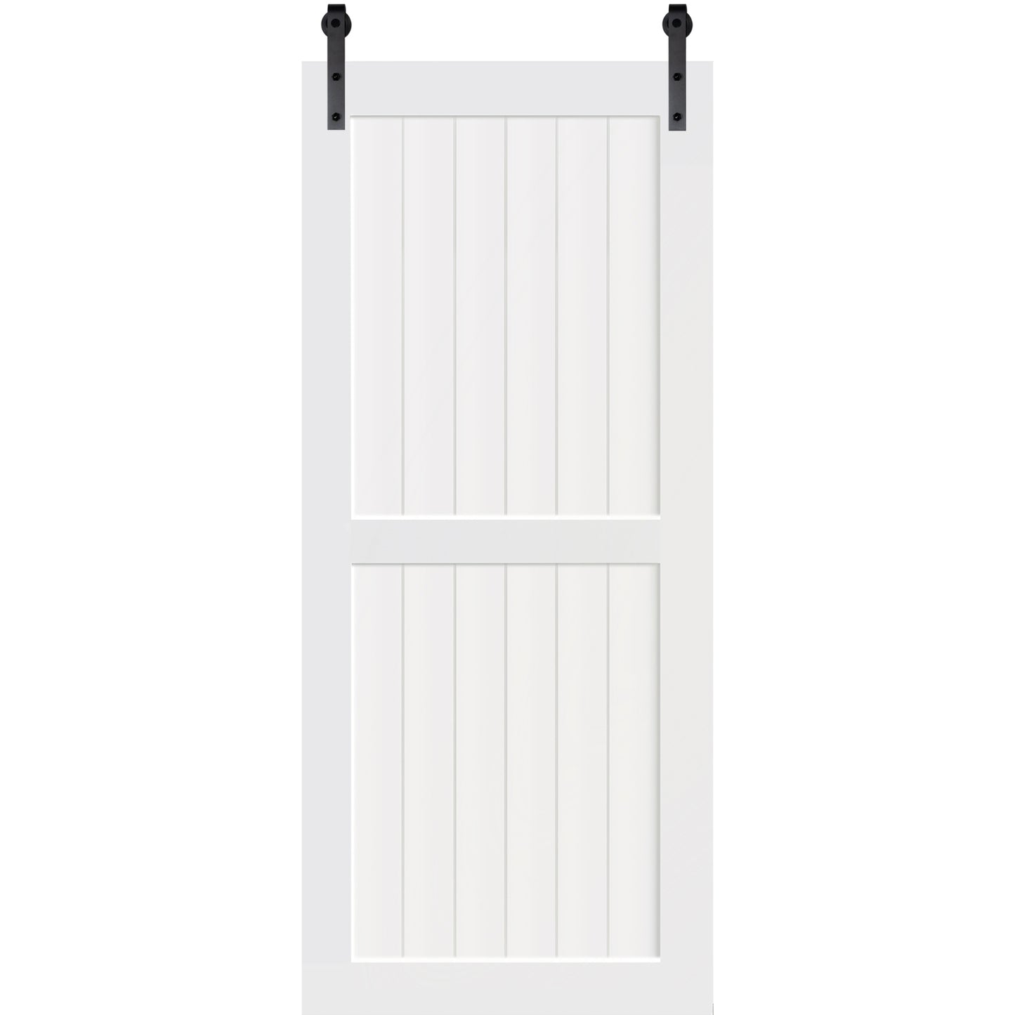 2-Panel White Solid Pine Core Interior Barn Door Slab Details
