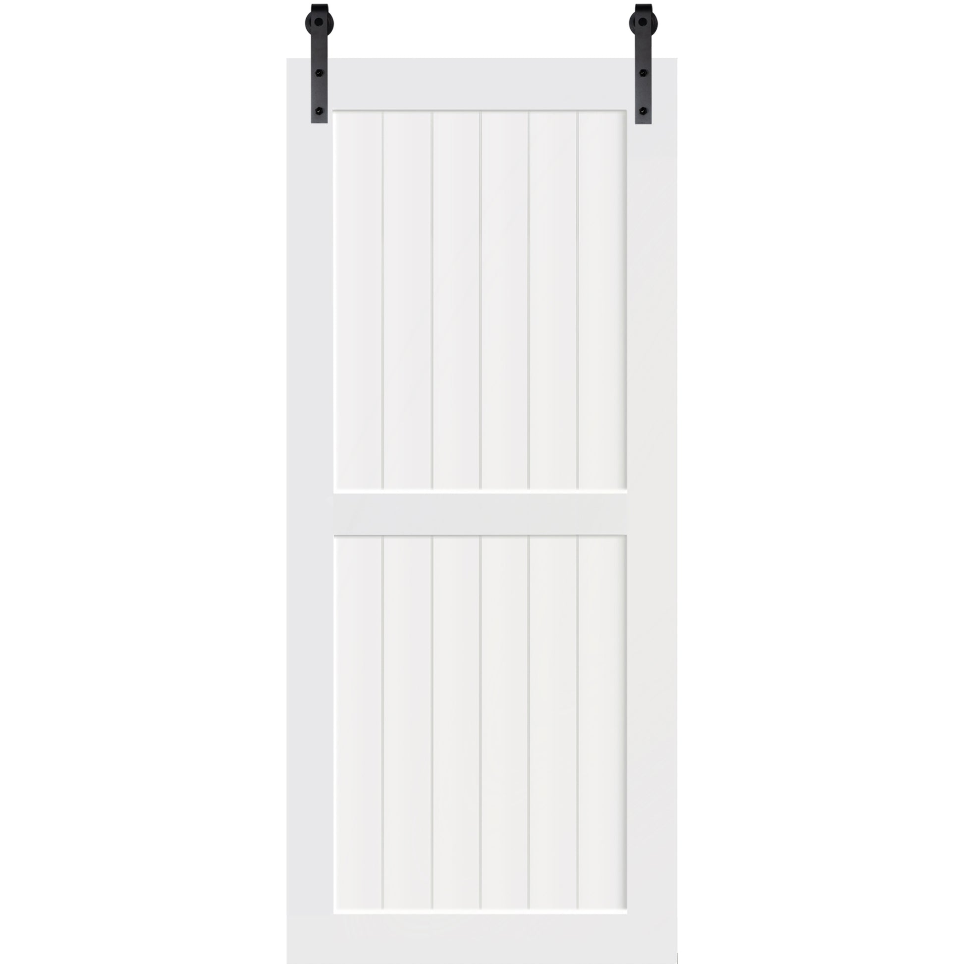 2-Panel White Solid Pine Core Interior Barn Door Slab Details