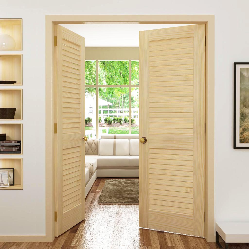 Plantation Louver Louver Solid Pine Unfinished Interior Door Slab