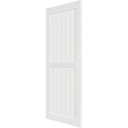 2-Panel White Solid Pine Core Interior Barn Door Slab