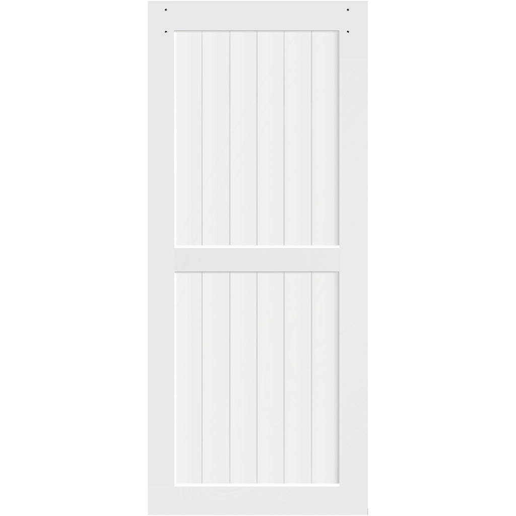 2-Panel White Solid Pine Core Interior Barn Door Slab