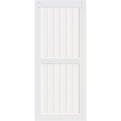 2-Panel White Solid Pine Core Interior Barn Door Slab