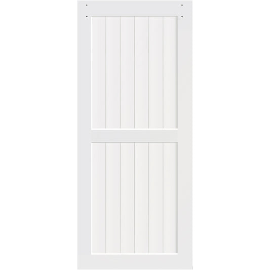 2-Panel White Solid Pine Core Interior Barn Door Slab
