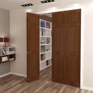 Traditional 6 Panel Espresso  Solid Core Wood Bi-fold Door