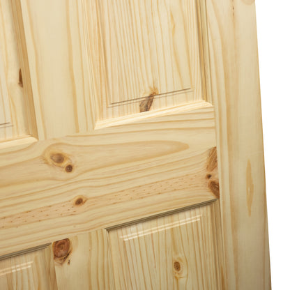 6-Panel Colonial Knotty Pine Unfinished Interior Door Slab Closeup