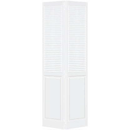 Traditional Louver Panel White Solid Core Wood Bi-fold Door