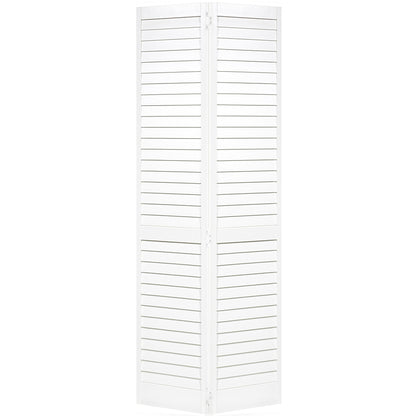Plantation Louver Louver White  Solid Pine Core Bi-fold Door