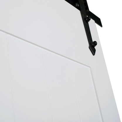 2-Panel White Solid Pine Core Interior Barn Door Slab Closeup of Details