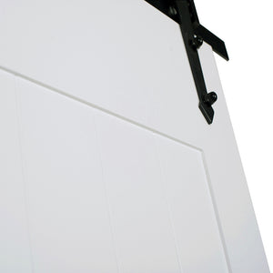 2-Panel White Solid Pine Core Interior Barn Door Slab Closeup of Details