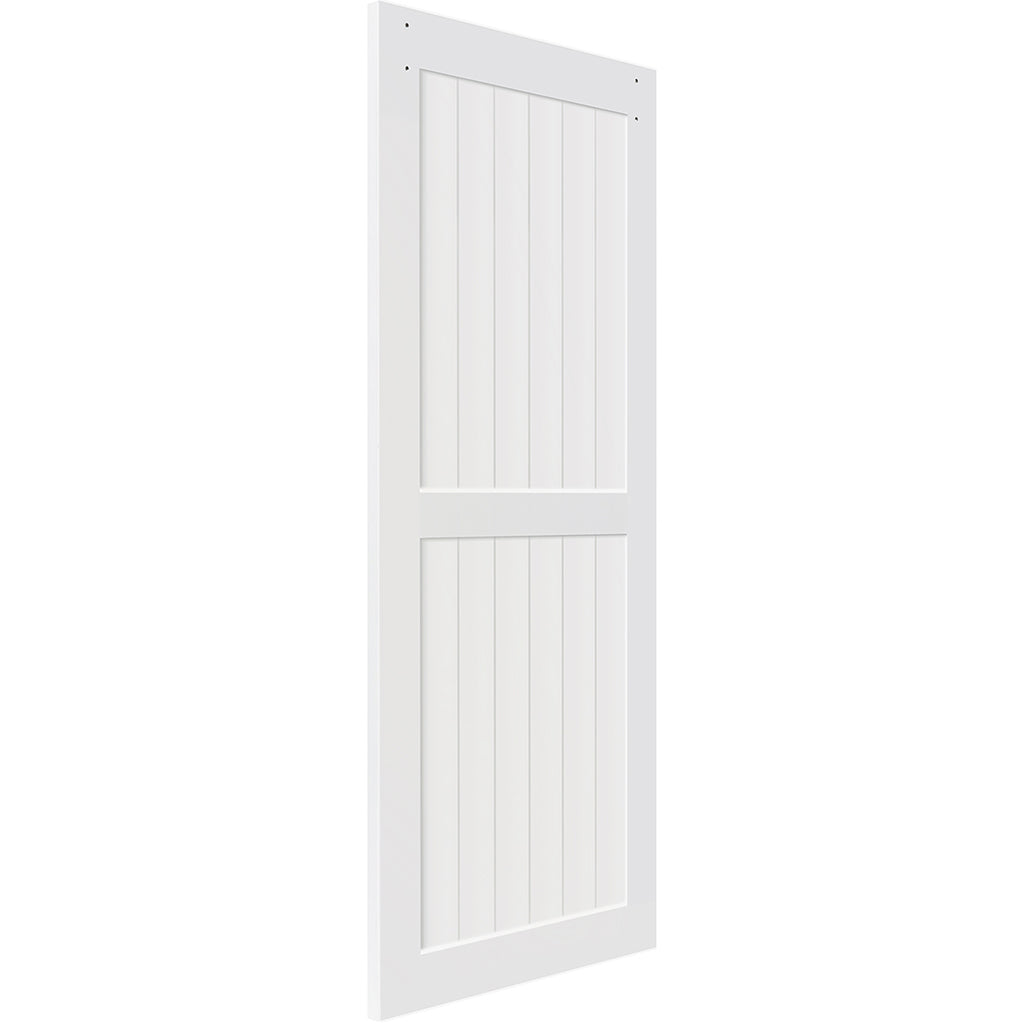 2-Panel White Solid Pine Core Interior Barn Door Slab